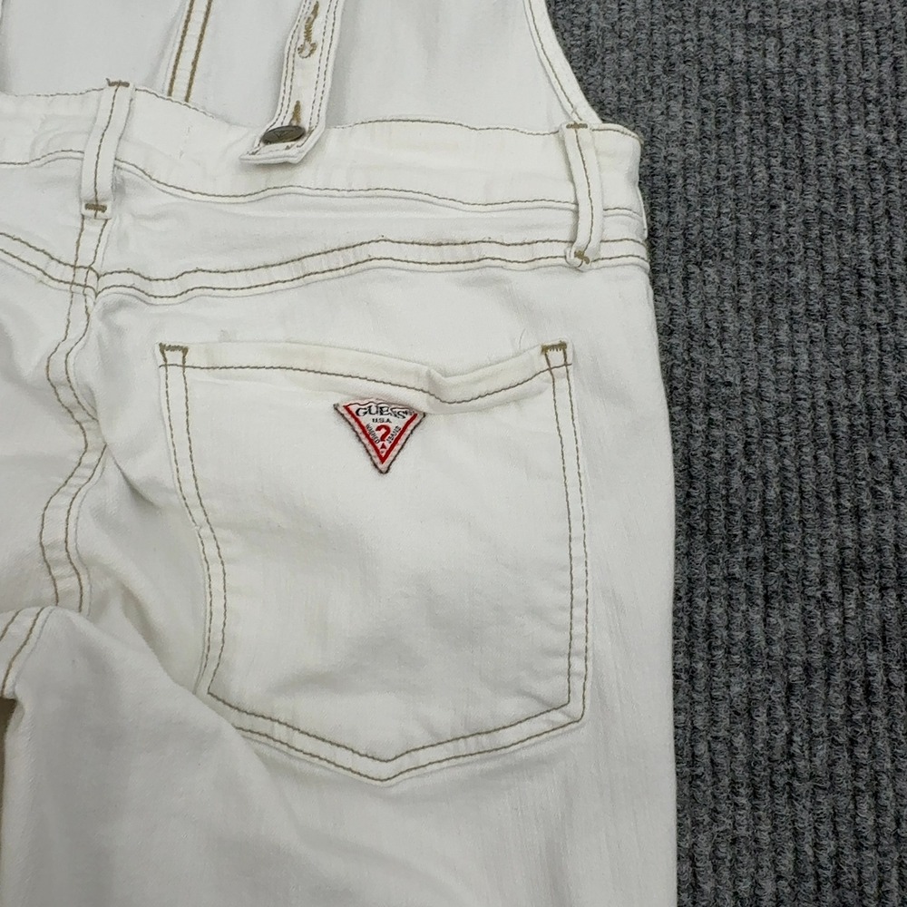Guess Overalls Womens 29 White Cotton Distressed Ripped Slim Casual Streetwear - Picture 7 of 10